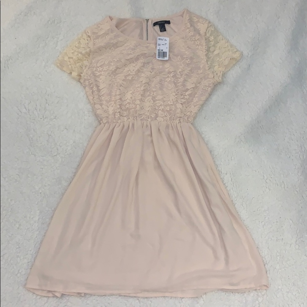 Forever 21 Nude lace chiffon dress